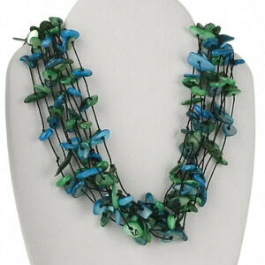 Ocean Dreams Blue Green Pearl Shell Necklace